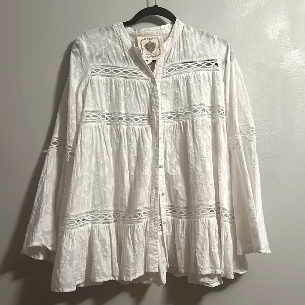 💗Z&L eyelet white blouse size S regencycore